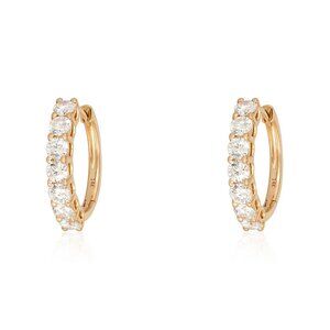 Round Diamond Huggie 14K (or 18k upon request) Gold Hoop Earrings